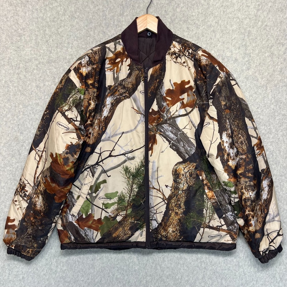 Vertigo Mens Zip Up Puffer Jacket Realtree Camouflage Hunting Lightweight L‎